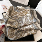 2025 Silk Shawl Print Headscarf Cat Hair Wrap Neckerchief Female Satin Square Scarf For Women Headband Foulard Hijab Bandana