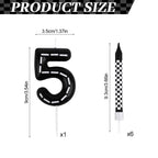 7Pcs/set Racing Cars Birthday Number Candles Black White Checkered Themed Cake Topper Kids Boys Birthday Party Decoration Favors