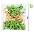 100Pcs Disposable Bamboo Skewer Hawaiian Flamingo Pearl Cocktail Picks Buffet Food Fruit Forks For Wedding Birthday Party Decor