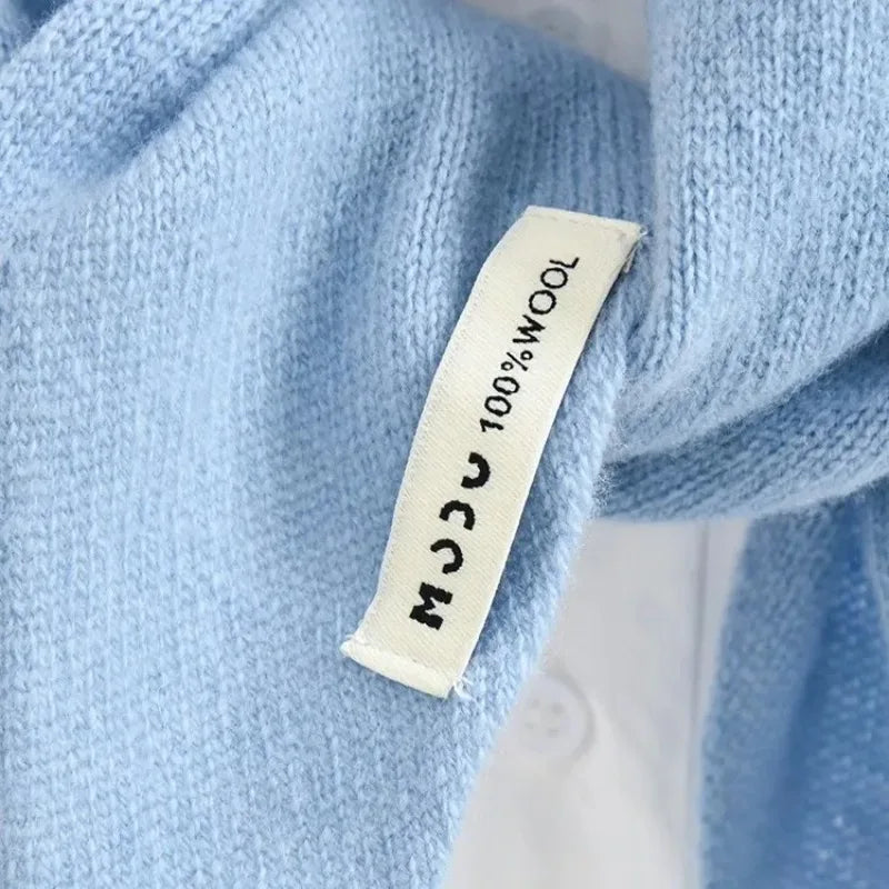 100% Australian Wool Knitted Triangle Scarf Shawl Women's Autumn  Winter Warm Neck Protection Scarf Decorative  Small Scarf