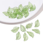50/100Pcs Acrylic Green Leaf Spacer Charms Beads For DIY Pendant Keychain Necklace Bracelet Jewelry Making Crafts Accessories