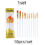 10 pcs set multi-functional watercolor brush pearlescent blue plastic rod multi-color nylon hair hook line gouache oil brush