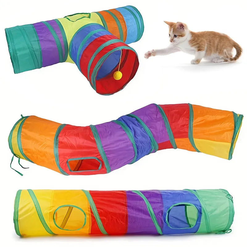 Cat Tunnel Foldable Cat Tunnel Pet Supplies Cat S T Y Pass Play Tunnel Cat Toy Breathable Drill Barrel for Indoor loud paper - WTN Essentials 