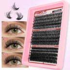 LAKANAKU 168 Fans Diy Cluster Lashes Cat Eye Lashes Invisible Band Premium Mink Manga Lash Clusters