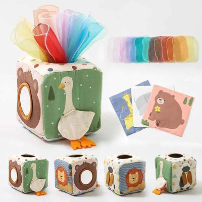 Montessori Cloth Tissue Box Sensory Activity Toy for Babies