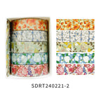 5 Rolls of Boxed Romantic Flower Handbook Tape, Cute DIY Fresh Decorative Washi Tape for Students, a Must-Have Gift for Students