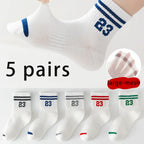 5 pairs of children's socks, thin breathable mesh socks for summer, fashionable sports socks for spring and autumn, student sock