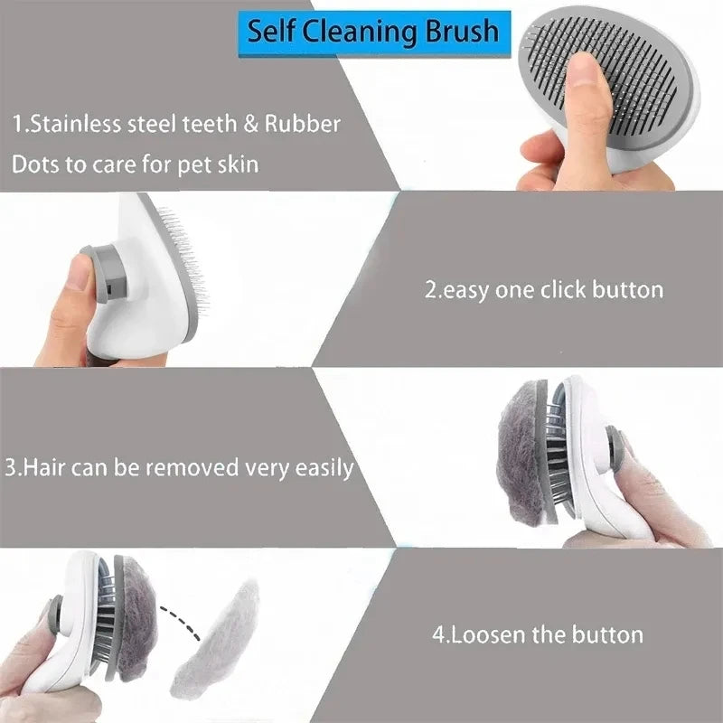 Self-cleaning Pet Hair Remove Comb Cat Slicker Brush Pet Hair Removal Comb For Cats Grooming Brushes Dog Combs Cat Accessories - WTN Essentials 