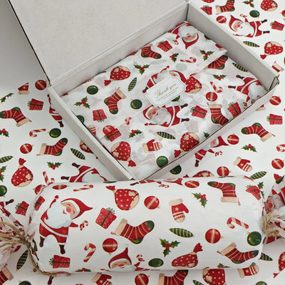 10/20 Sheets, Santa and Christmas Gift Patterned Tissue Paper, Santa, Christmas Gifts, Christmas Stockings, Colored Lights, Christmas