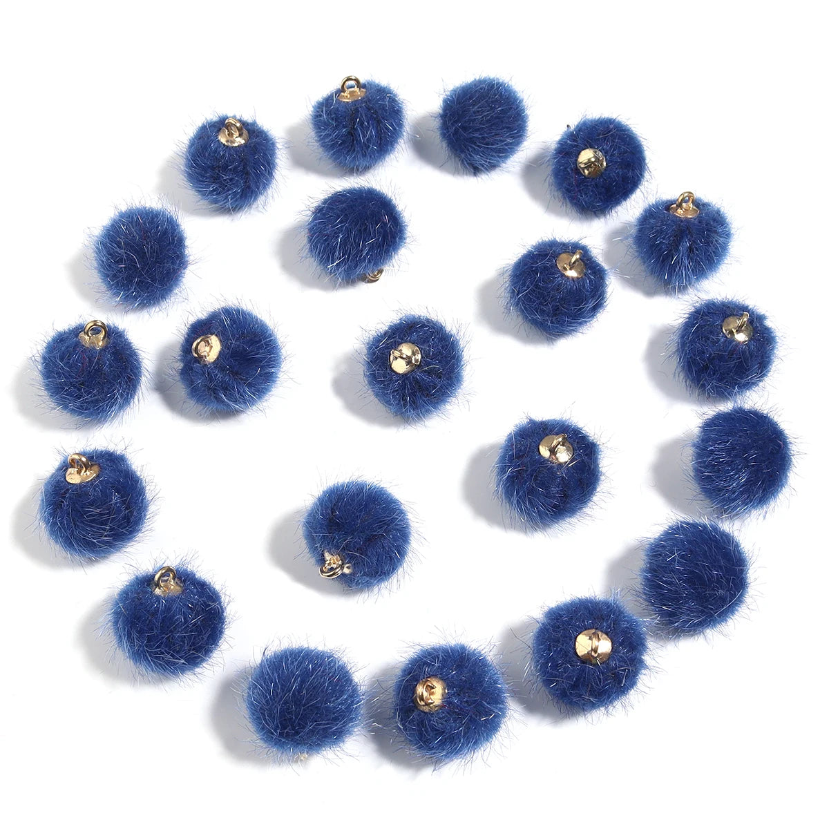 20pcs Plush Fur Covered Ball Beads Charms Multicolor Pompom Pendant For DIY Jewelry Making Necklace Bracelet Earring Accessories