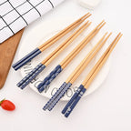 Eco-Friendly Reusable Bamboo Chopsticks Set – 5 Pairs Handmade Japanese Wooden Tableware for Sushi & Everyday Dining