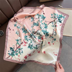 2025 Silk Shawl Print Headscarf Cat Hair Wrap Neckerchief Female Satin Square Scarf For Women Headband Foulard Hijab Bandana