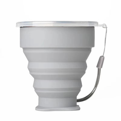 Portable Silicone Folding Water Cup Outdoor Heat Resistant Telescopic Collapsible Foldable Mug With Lid For Travel Camping 200m