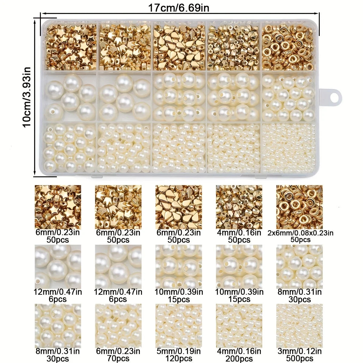 1240PCS 10x17mm CCB Imitation Pearl Acrylic Spacer Beads – DIY Jewelry Making Kit for Bracelets, Necklaces & Craft Accessories