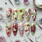 24pcs Gradient Black False Nails Cute Cartoon Cat's Eye Forest Elf Girl Press On Nails Glossy Almond Sweet Cool Fake Nail Tips