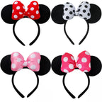 1Pc Mouse Ears Headband Polka Dot Satin Bow Mini Ears Hairband for Halloween Birthday Party Cosplay Costume Hair Accessories
