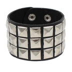 Punk Fashion Men Black Cuff Leather Bracelet Wristband Metal Rivets Stud Charm 80s Wrap Bangle for Women Rock Gothic Jewelry