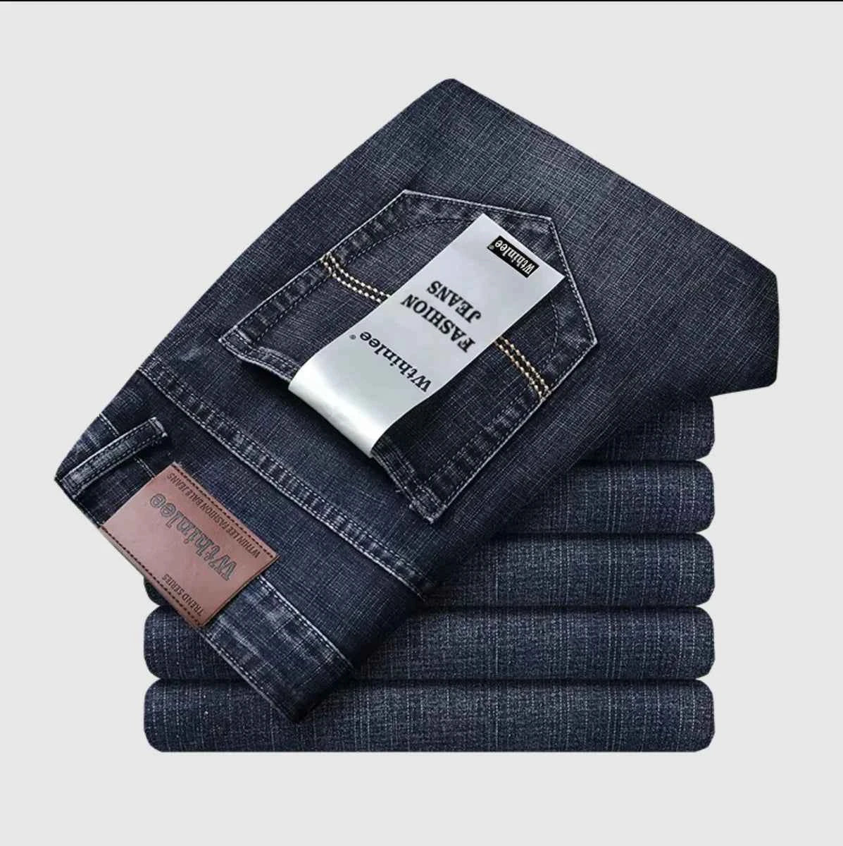 Wthinlee New Business Men's Jeans Casual Straight Stretch Fashion Classic Blue Black Work Denim Pant Trousers Male  Clothing