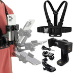 Adjustable Phone Clip Holder With Chest Strap Fixation Bracket for Sport Camera Mobile Phone Camera Black Holder Accessory