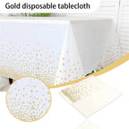Plastic Disposable Tablecloth Rectangle Party Table Cover Gold Dot Waterproof Table Cloth for Wedding Birthday Party Decor