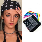 1-4Pcs Fashion Hip Hop Cotton Bandana Square Scarf 54cm*54cm Black Red Paisley Headband Printed For Women/Men/Boys/Girls
