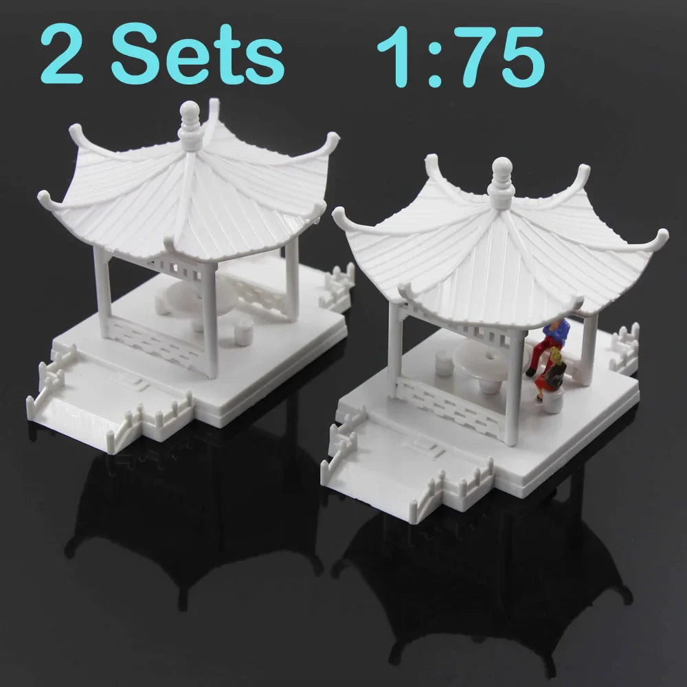 GY01 2 Sets Pavilion Model Gloriette Chinese Construction Educational 1:100 1:75 1:160 Railway Modeling