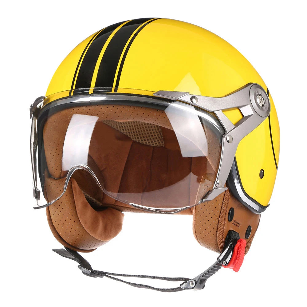 New Open Face 3/4 Motorcycle Helmet Retro Motorbike Helmets Vintage Chopper Capacete De Moto Bike Scooter With For Men Women DOT