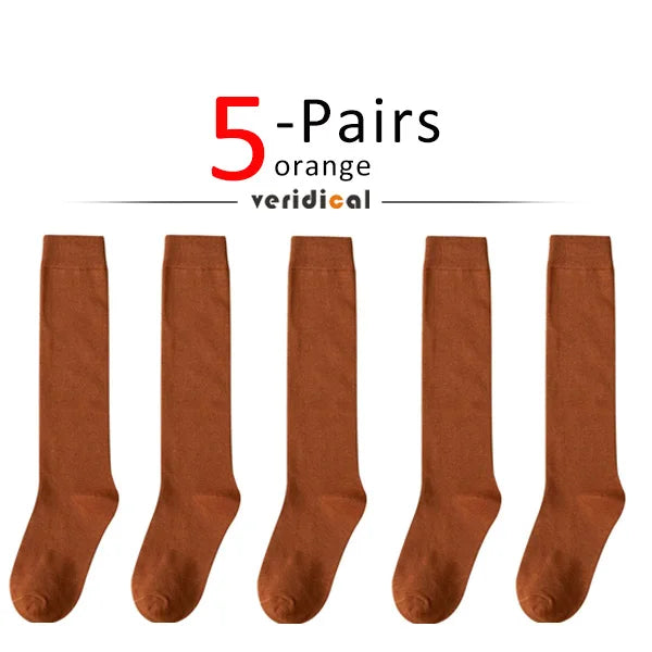 Long Socks Women Stockings Organic Cotton Solid Warm Thigh High Ladies Girls Street Fashion Young Casual Knee Socks Harajuku