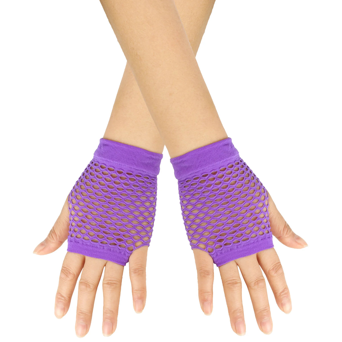 Solid color high-quality fingerless short fishing net gloves Fishing net fancy party dance mesh short gloves
