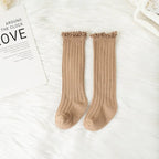 Ruffle Kids Knee High Socks Baby Girls Toddlers Long Soft Cotton Sock Lace Flower Children School Uniform Socks For 0-8 Years