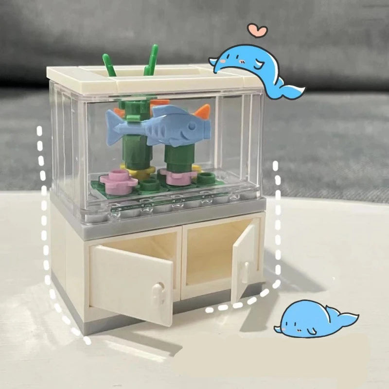 City Friends Fish Tank Building Blocks MOC Assemble Toys ClownFish Turtle Lizard Pet Blocks DIY Toy Creative Toys for Kids Gift