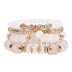 Bohemian Stackable Bead Bracelets for Women Multilayered Bracelet Pendant Charm Stretch Bangles