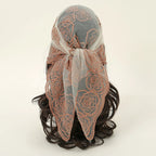 Lace Paisley Embroidery Bandana Square Scarf Elegant Breathable Silk Scarves Women Sunscreen Lightweight Shawl Headband