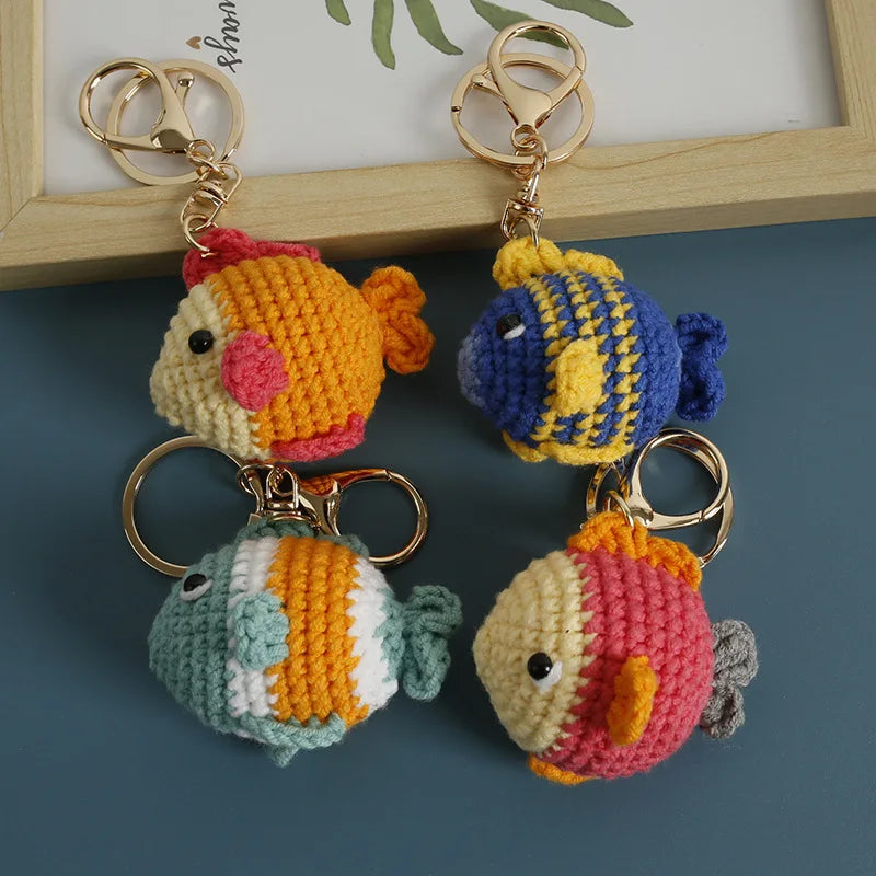 Funny Shrimp Crochet Keychain Cute Ocean Bag Charm