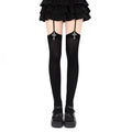 Personality Cross Decoration Women Suspender Socks Solid Color Thin Thigh High Lolita Anime Cosplay Gothic Over Knee Stockings