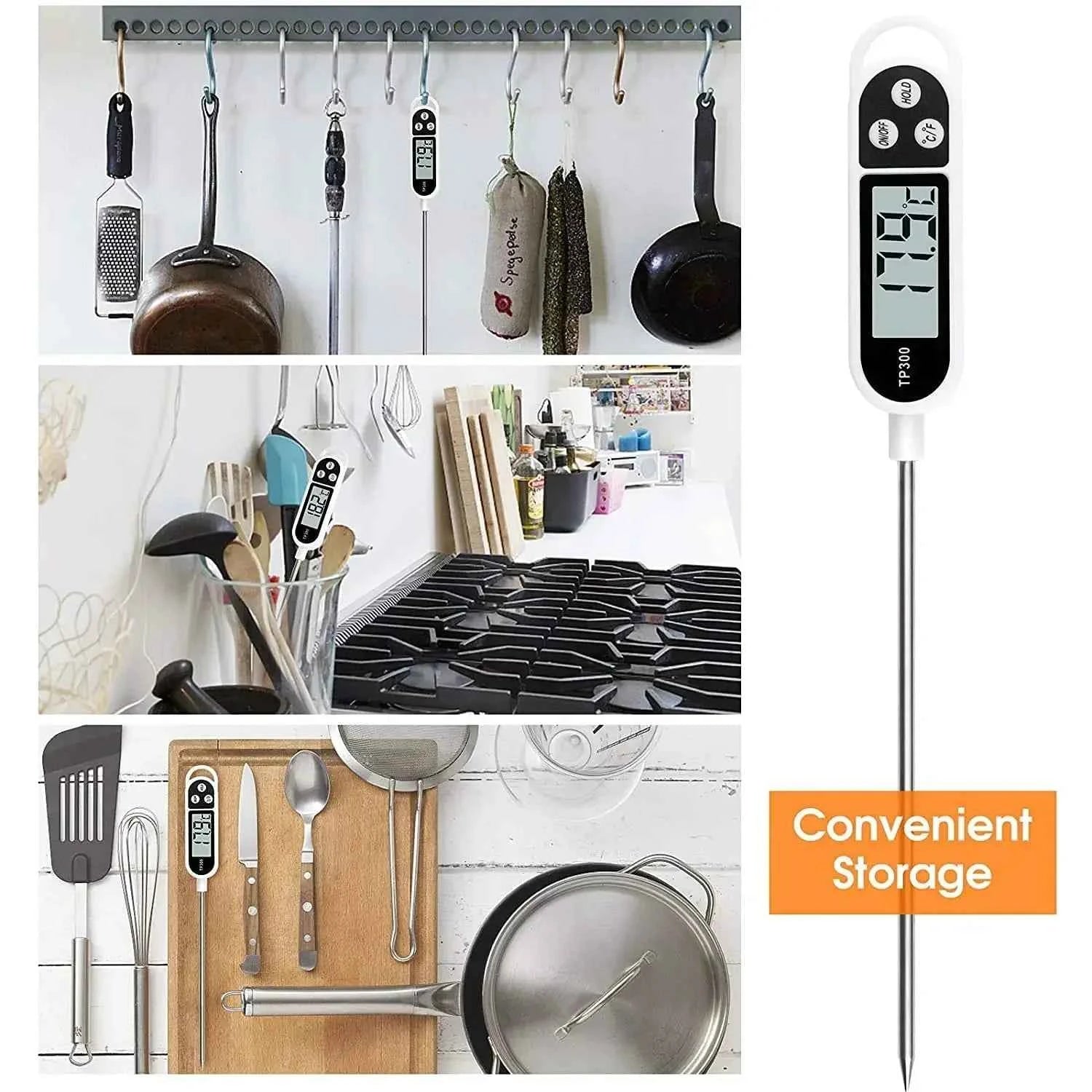 Digital Kitchen Thermometer Instant Read Meat Temperature Probe for Cooking BBQ Food LCD Display