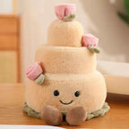 Kawaii Cartoon Hot Cake Plush Doll High Quality Soft Stuffed Fruit Strawberry Wedding Cake Simulation Food Plush Toy Home Decor