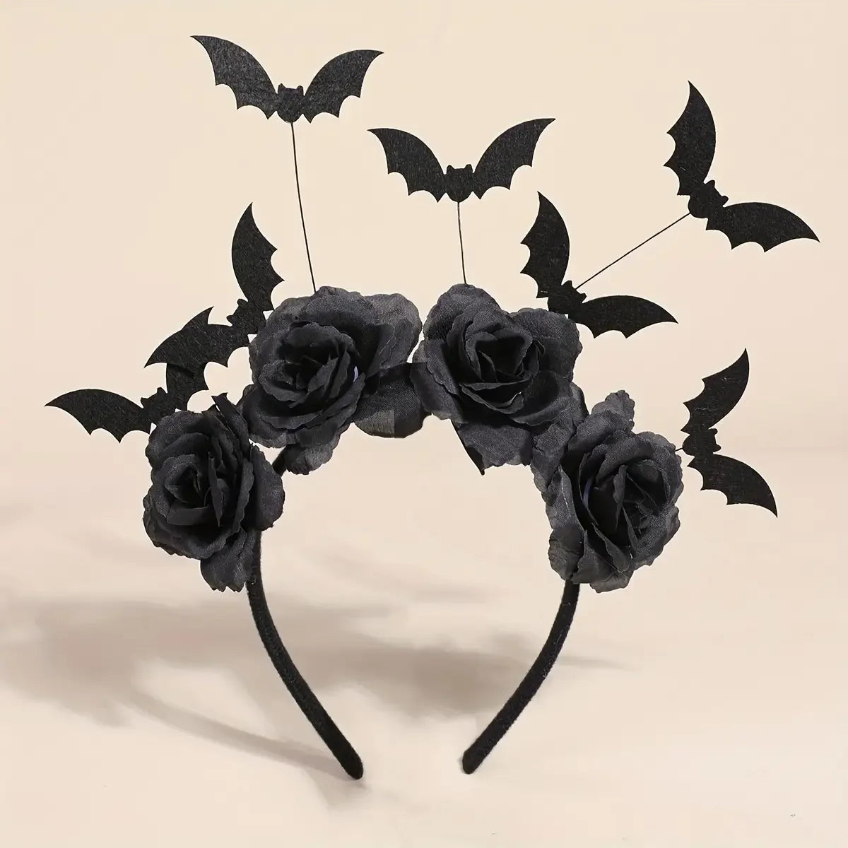 1 Piece Halloween Party Headband - Cute Witch Hat with Black Artificial Flowers, gothic Bat Clip, Dark Role-Playing Accessory