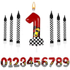 7pcs Red Racing Cars Themed Birthday for Cake Candles, Number 0 1 2 3 4 5 6 7 8 9 10 Candle Birthday Cake Topper