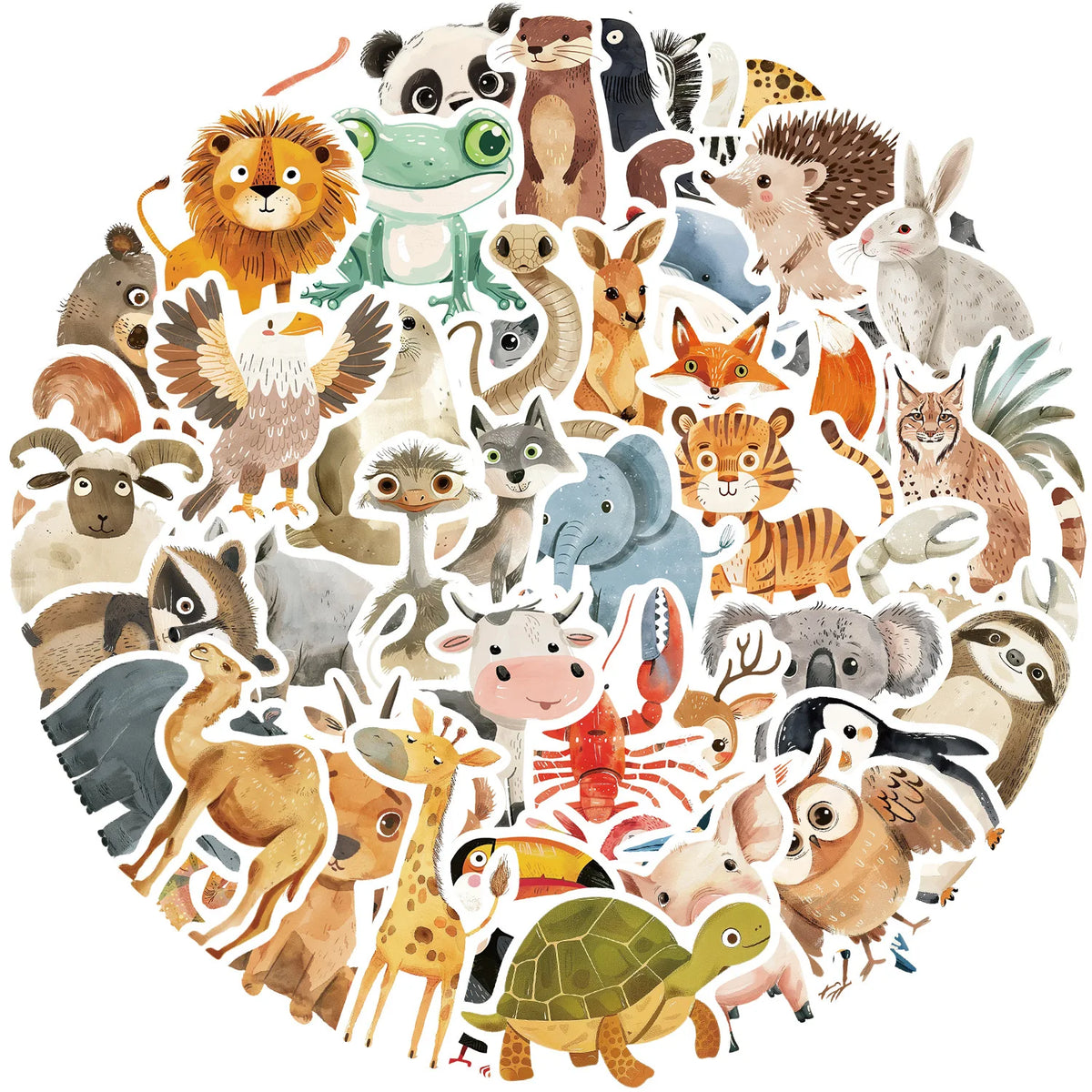 50pcs Cute Book Paintings Animals Stickers Aesthetic Decal Water Bottles Helmet Luggage Skateboard Cute Graffiti Sticker