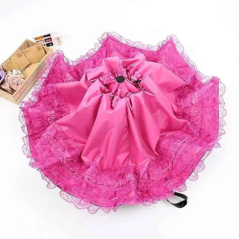 Vintage Lace Parasol Foldable Gothic Lolita Umbrella Rain Anti-uv Protection Sunblock Umbrella Dome Photo Props Girls Parasol