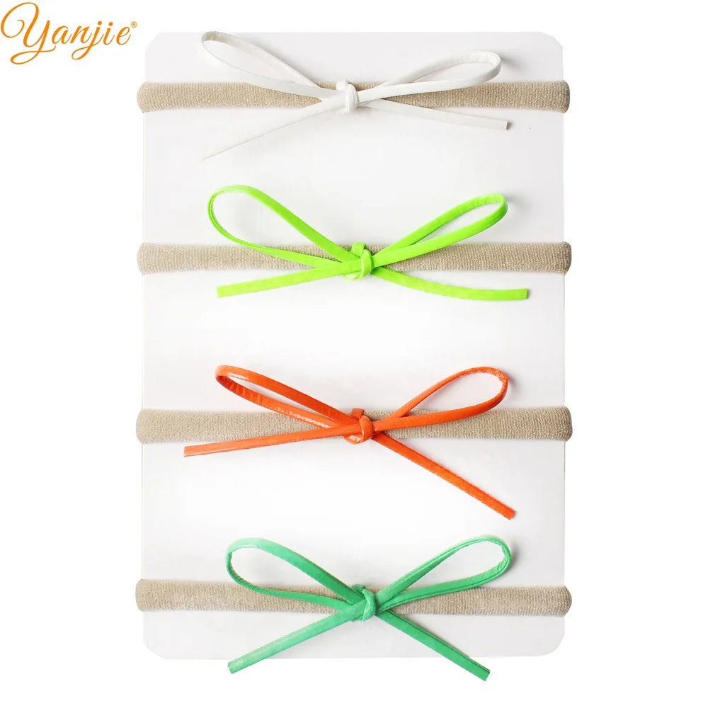 1 Set 2024 Classical European Suede Tied Hair Bow Baby Nylon Headband DIY Hair Accessories Hair Bands for Girl Headwear
