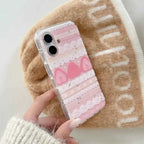 Cream Strawberry Cake Lace Bowknot Phone Case For iPhone 17 Air 16 ProMax 15 14 Plus 13 12 11 Pro Shockproof Silicone Back Cover
