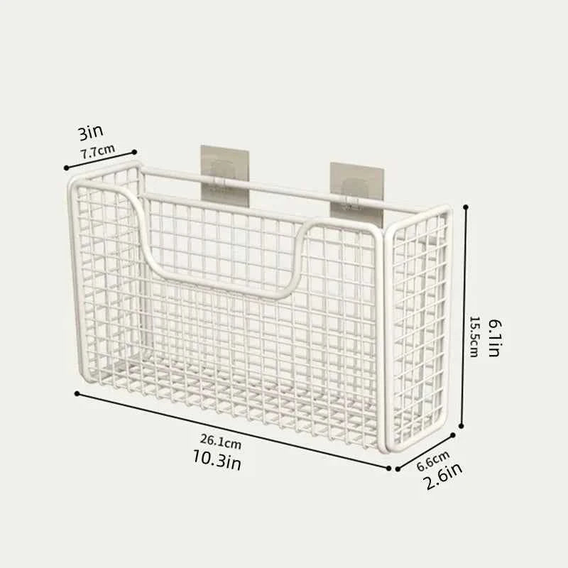 Punch-free Kitchen Cabinet Door Storage Box Iron Rack Wall-mounted Cabinet Plastic Wrap Rack Bathroom Refrigerator Rack