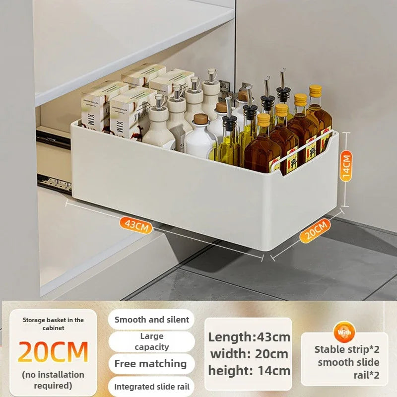 Pull-Out Kitchen Cabinet Organizer – Sliding Storage Drawer & Spice Rack