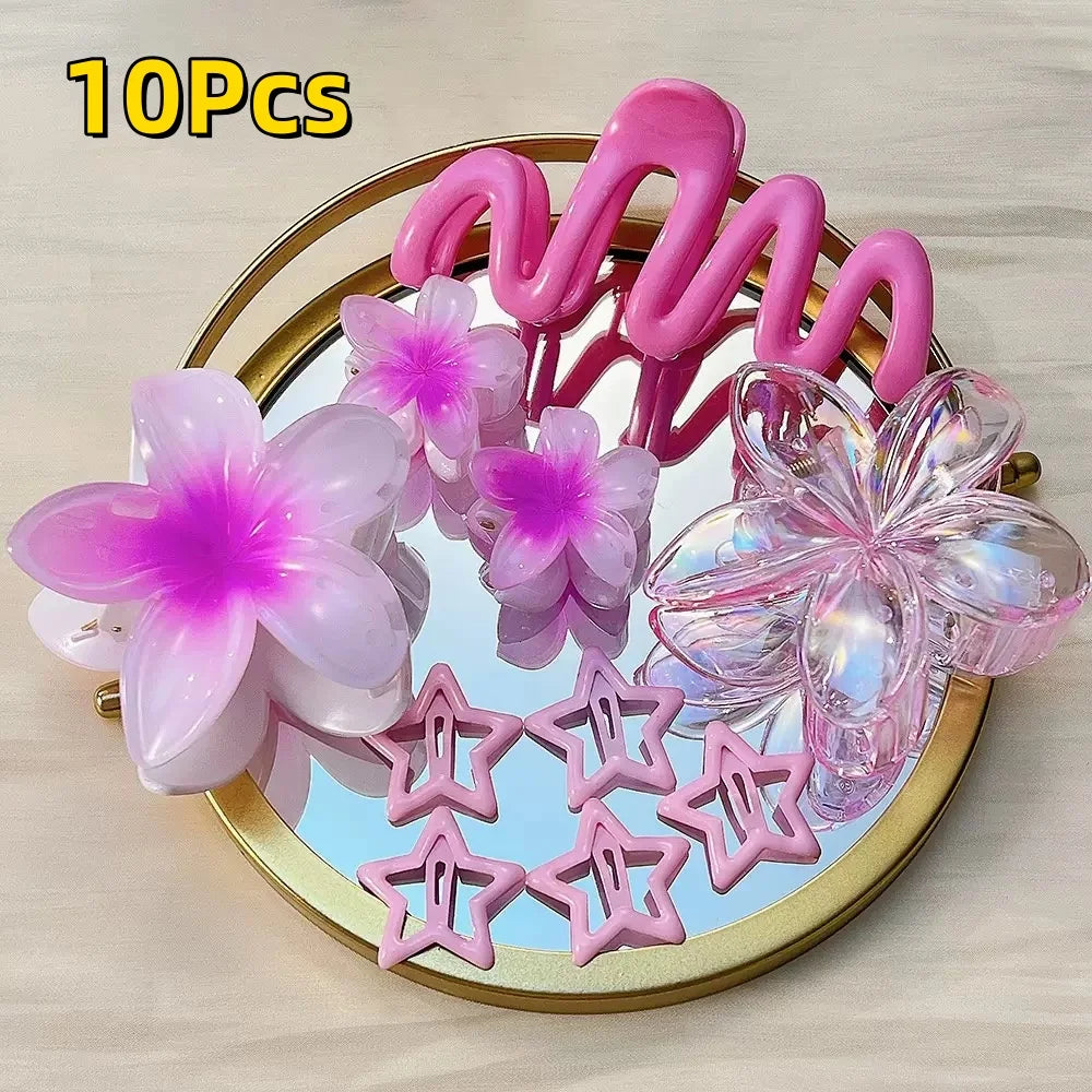 3Pcs/18Pcs Egg Flower Hair Clips Gradient Candy Color Flowers Suitable for Daily Backcombed Ponytail Shark Clip Hair Accessories