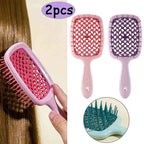 2pcs Professional Comb Detangling Hair Brush Scalp Massage Anti-static Comb Hollow Out Hairbrush for Wet Dry Barber Hair Styling