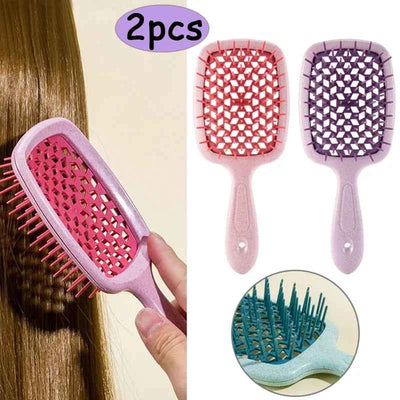 2pcs Professional Comb Detangling Hair Brush Scalp Massage Anti-static Comb Hollow Out Hairbrush for Wet Dry Barber Hair Styling