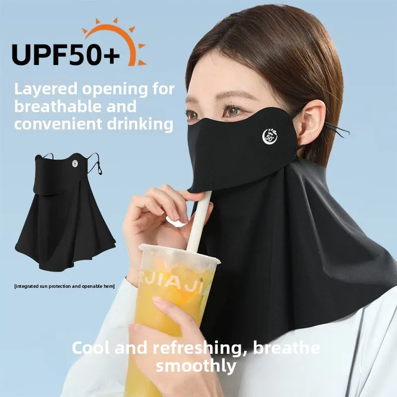 Drinking Water, Neck Protection, Sun Protection, Ice Silk Mask, No Trace, UV Protection, Cycling, Breathable and Sunshade