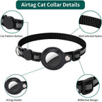 Cat AirTag Holder Collar – Adjustable Reflective Breakaway Kitten Collar with Bell & Waterproof AirTag Case